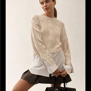 Anthropologie Pilcro Cable Twofer Sweater